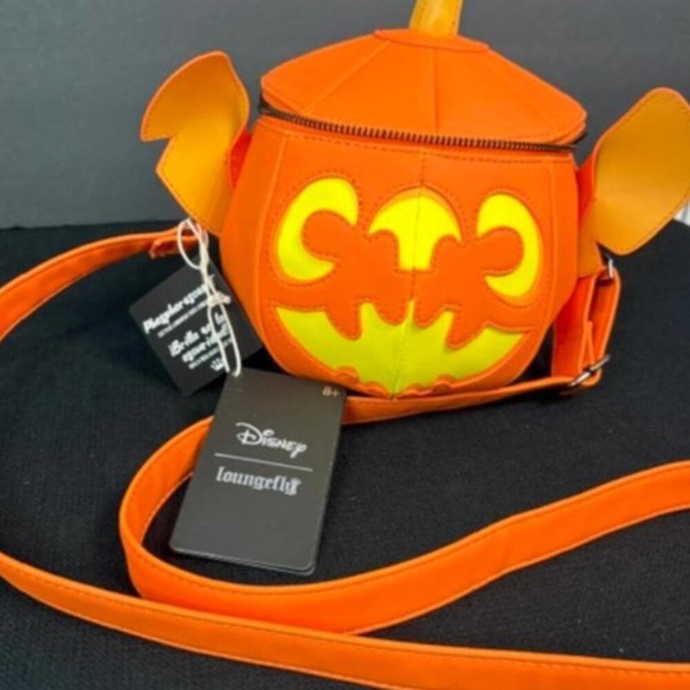 Loungefly Disney Stitch Pumpkin Head Figural Glow Crossbody Bag NWT